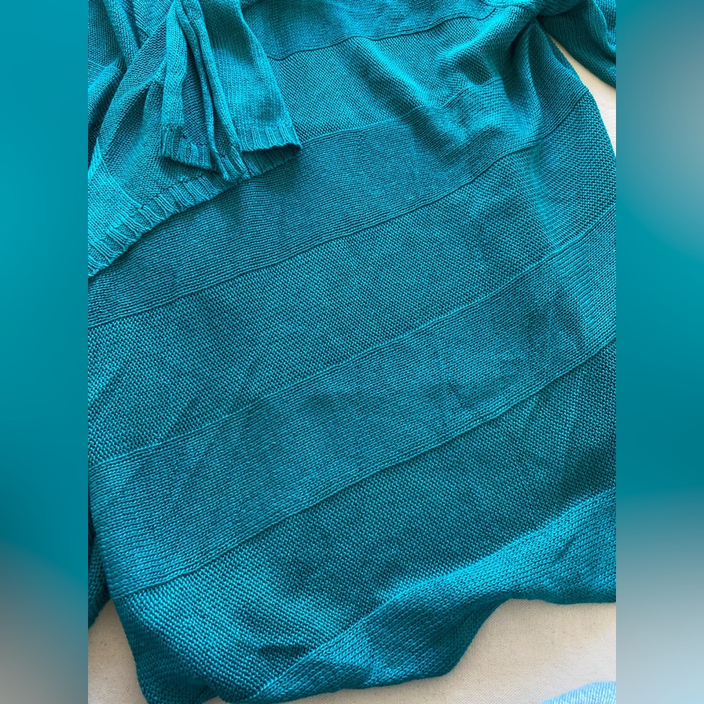Eileen Fisher Teal Linen Silk Knit Layered Cardigan Women’s XL - Picture 6 of 6